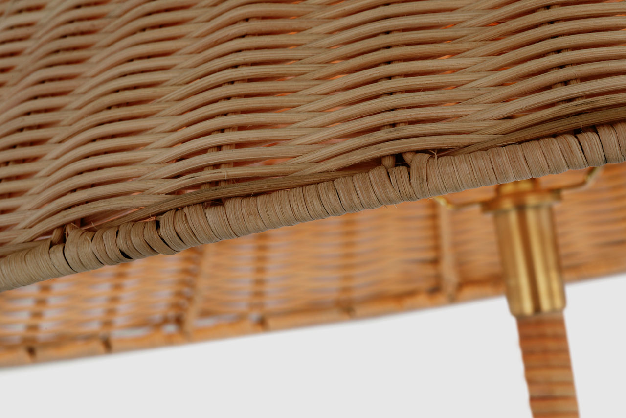 Wimberley Medium Wrapped Floor Lamp | Soft Brass | Natural Wicker Shade