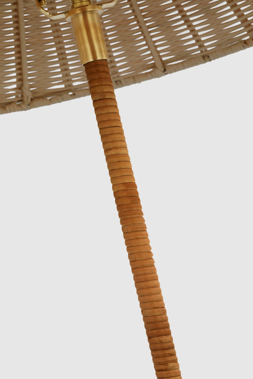 Wimberley Medium Wrapped Floor Lamp | Soft Brass | Natural Wicker Shade