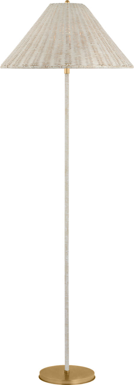 Wimberley Medium Wrapped Floor Lamp | Soft Brass | White Wicker Shade