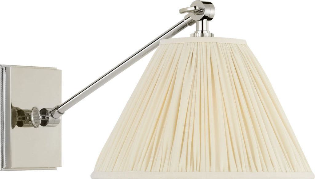 Wimberley Single Library Wall Light | Polished Nickel | Silk Pleated Shade