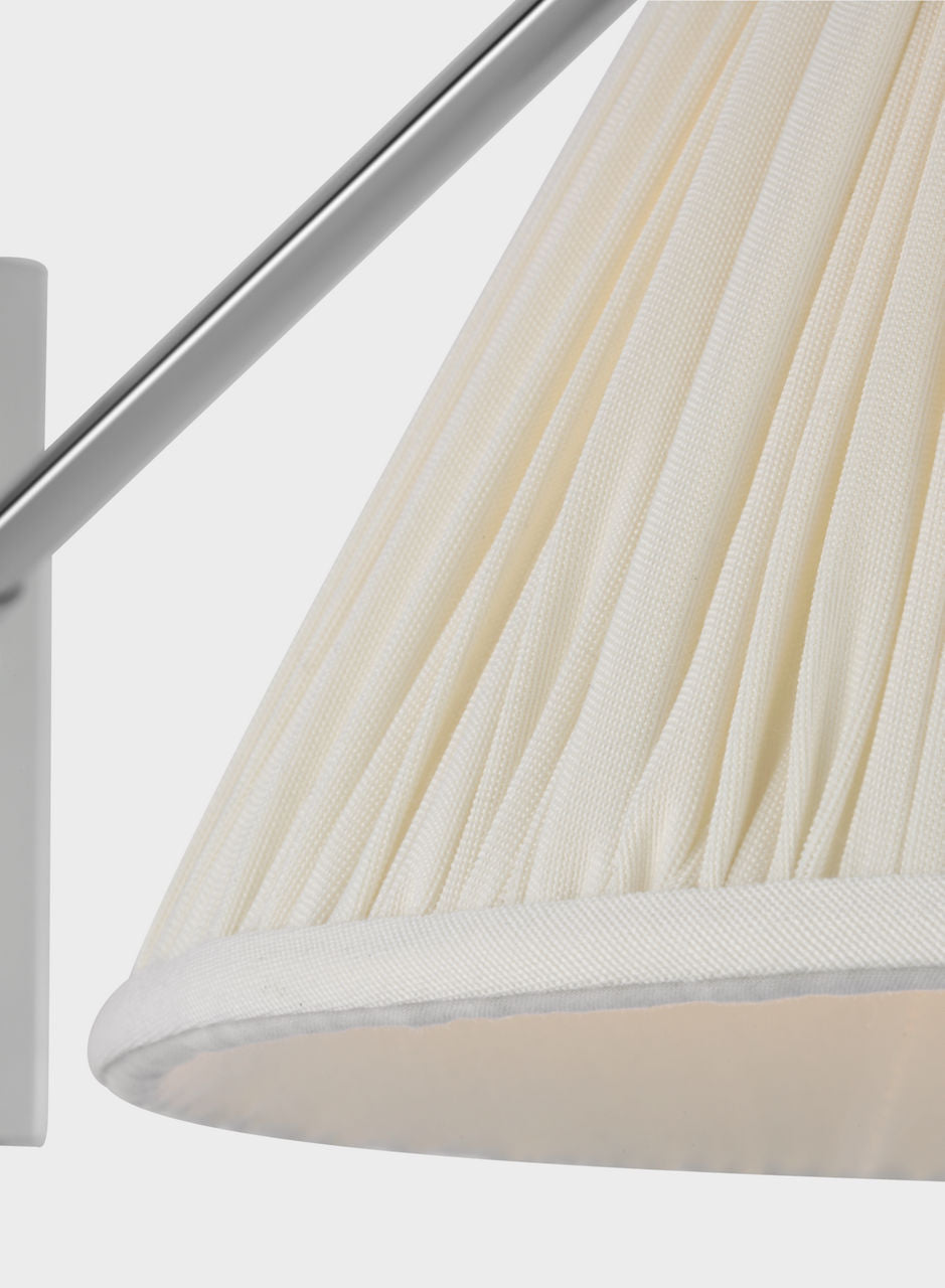 Wimberley Single Library Wall Light | Polished Nickel | Silk Pleated Shade