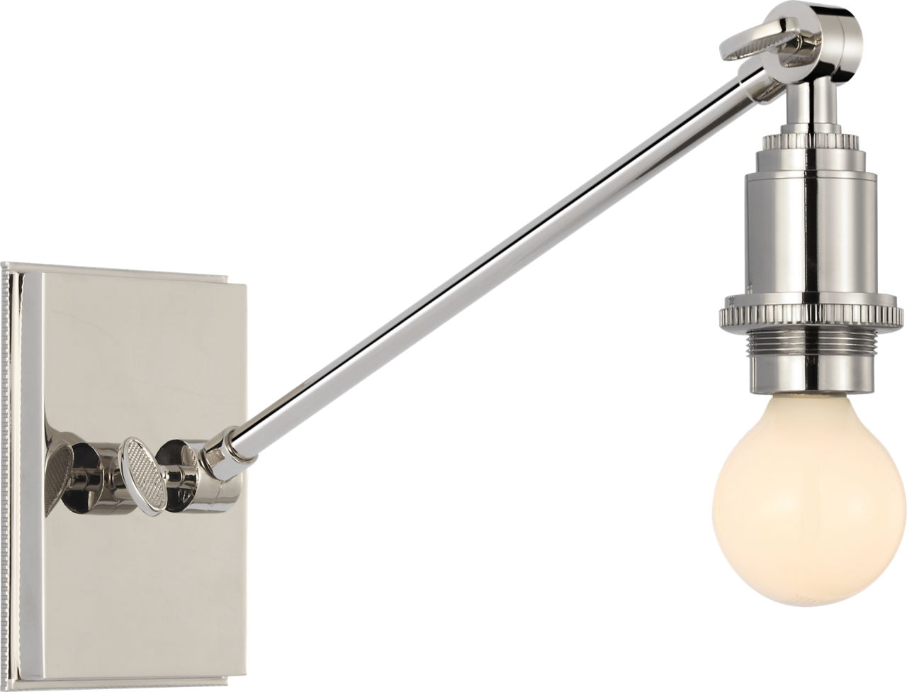 Wimberley Single Library Wall Light | Polished Nickel | Silk Pleated Shade