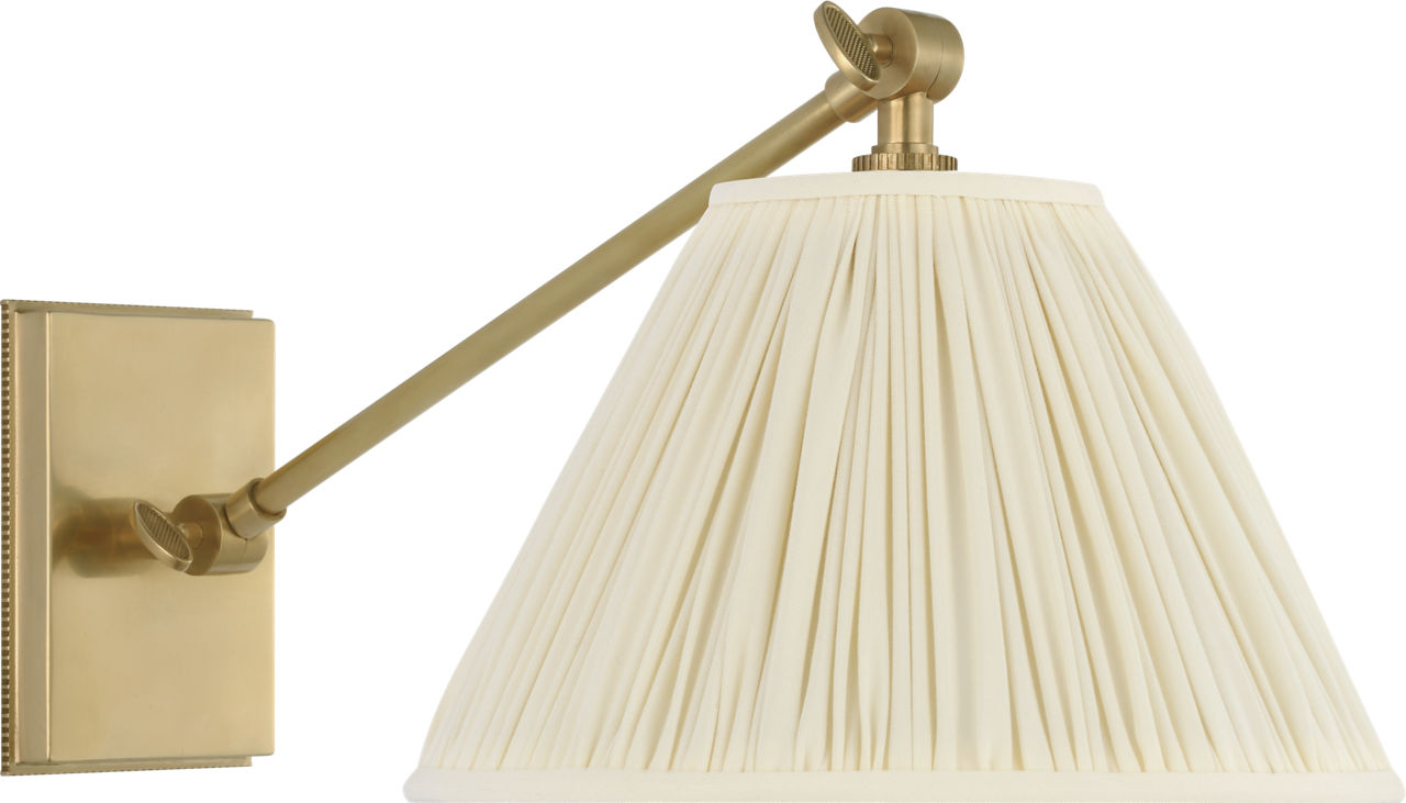 Wimberley Single Library Wall Light | Soft Brass | Silk Pleated Shade