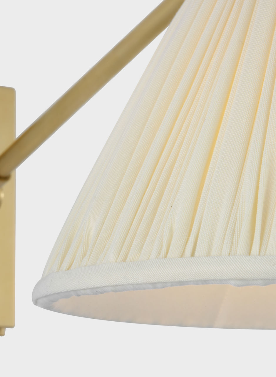 Wimberley Single Library Wall Light | Soft Brass | Silk Pleated Shade