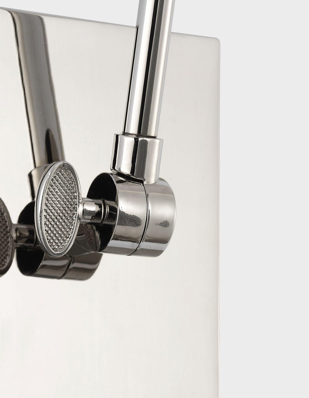 Wimberley Double Library Wall Light | Polished Nickel | Blue Linen Pleated Shade