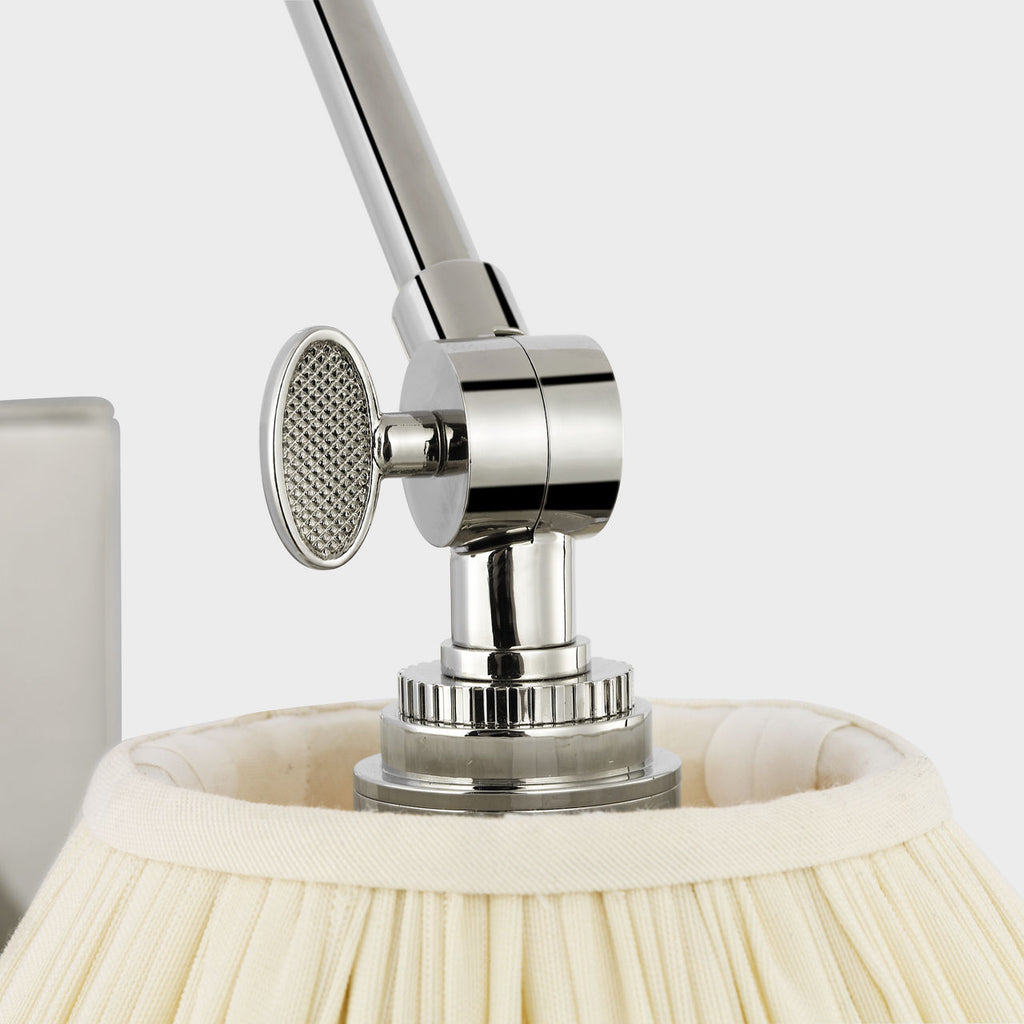 Wimberley Double Library Wall Light | Polished Nickel | Silk Pleated Shade