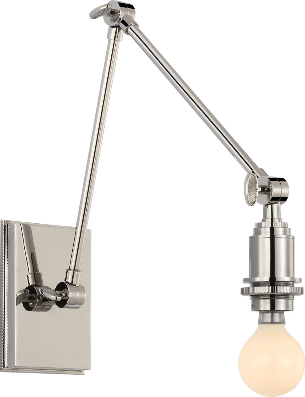Wimberley Double Library Wall Light | Polished Nickel | Silk Pleated Shade