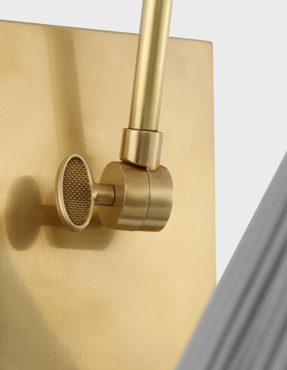 Wimberley Double Library Wall Light | Soft Brass | Blue Linen Pleated Shade