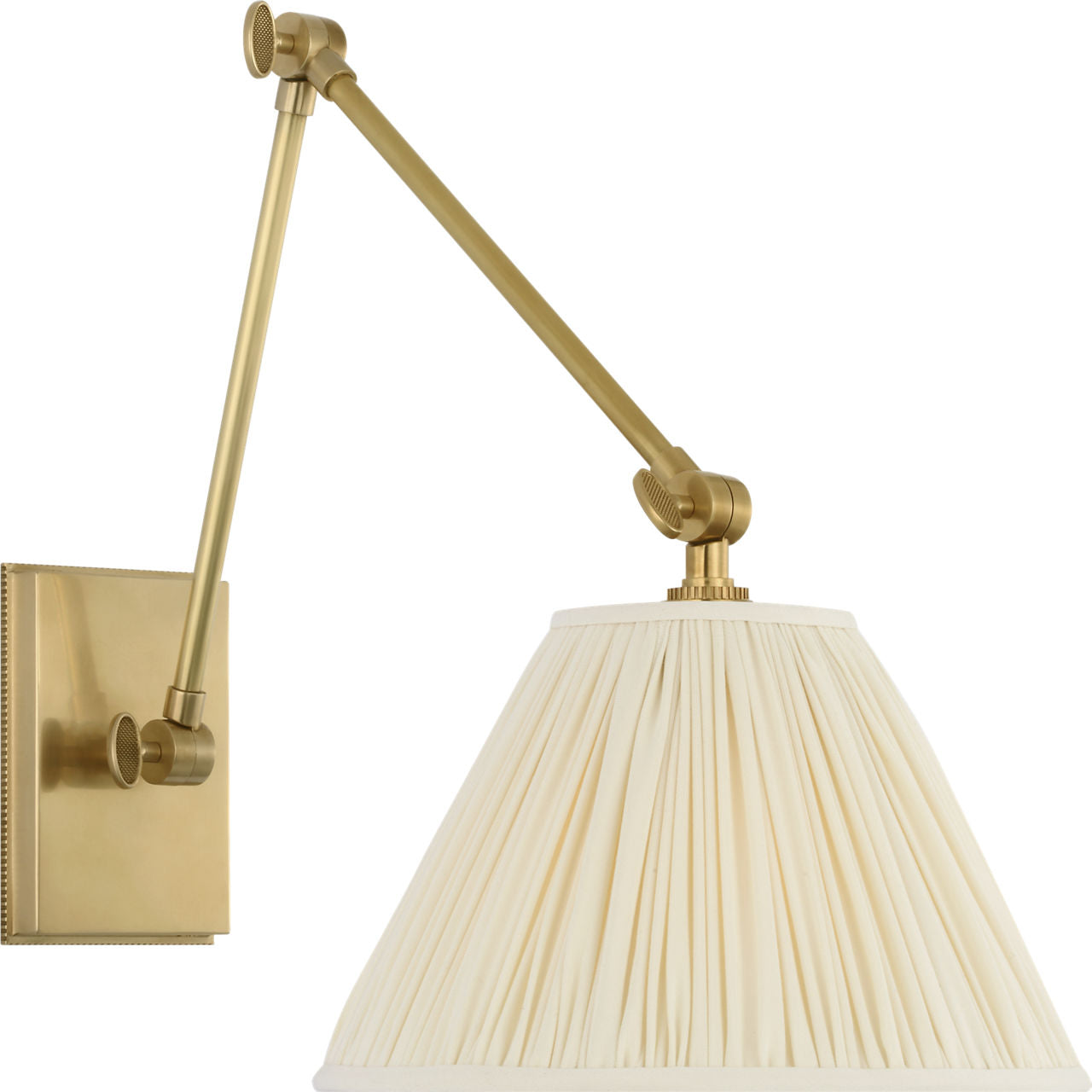 Wimberley Double Library Wall Light | Soft Brass | Silk Pleated Shade