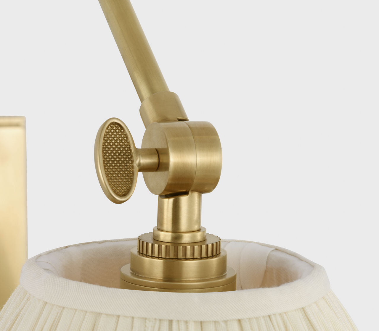 Wimberley Double Library Wall Light | Soft Brass | Silk Pleated Shade