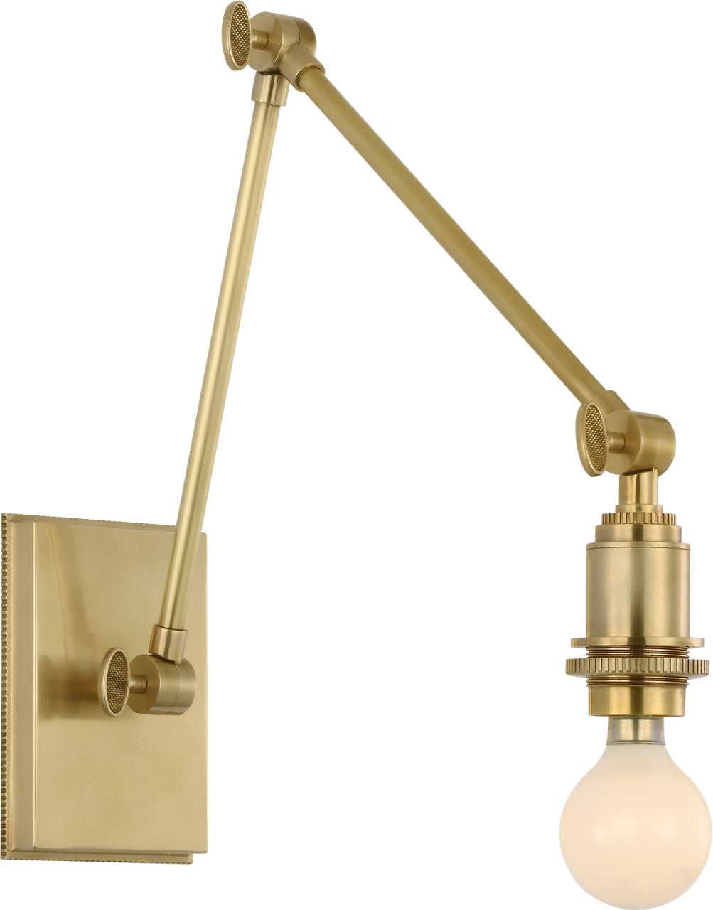 Wimberley Double Library Wall Light | Soft Brass | Silk Pleated Shade