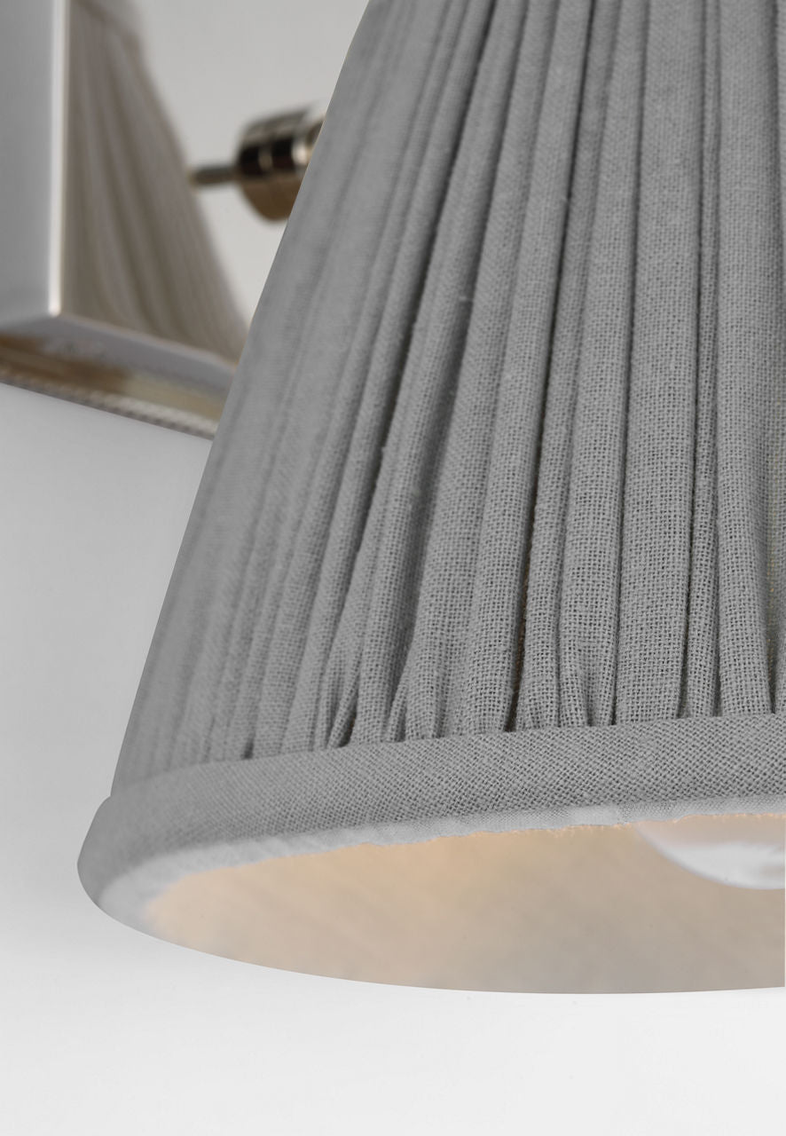 Wimberley Bedside Wall Light | Polished Nickel | Blue Linen Pleated Shade
