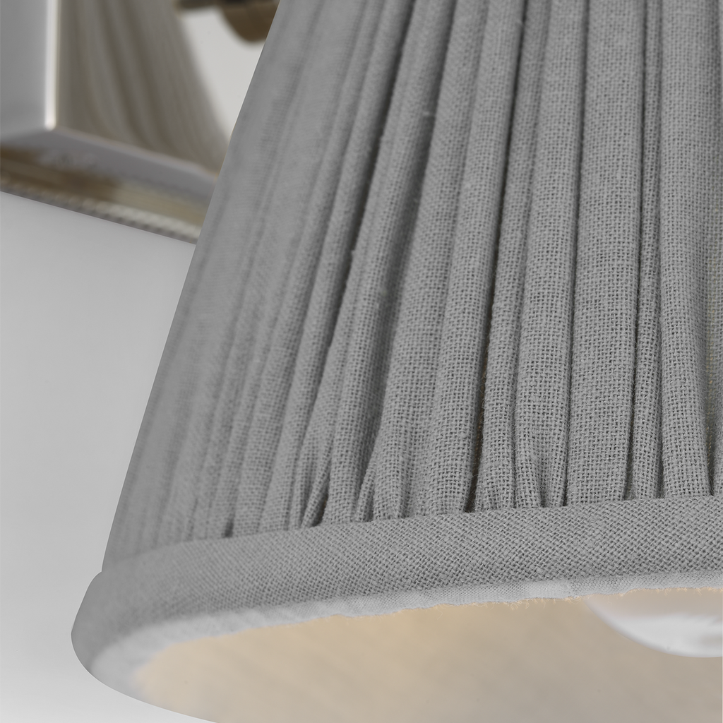 Wimberley Bedside Wall Light | Polished Nickel | Blue Linen Pleated Shade