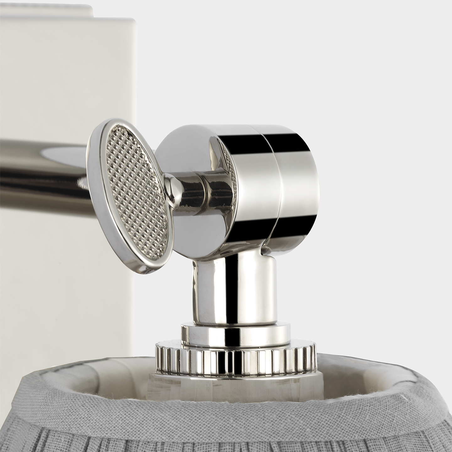 Wimberley Bedside Wall Light | Polished Nickel | Blue Linen Pleated Shade