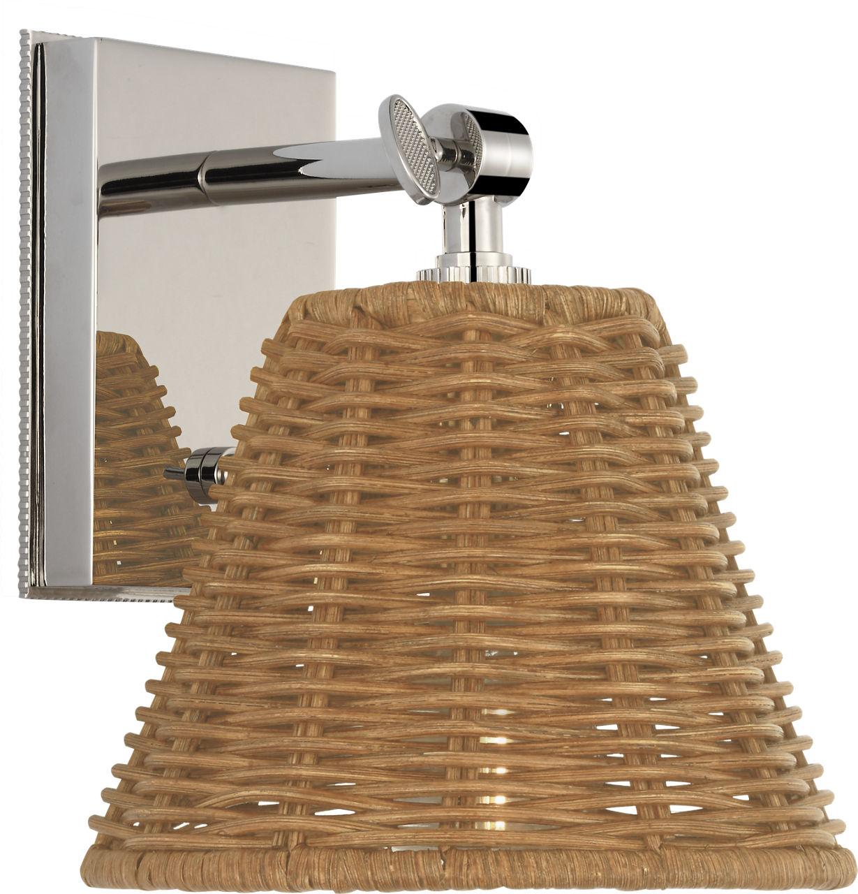 Wimberley Bedside Wall Light | Polished Nickel | Natural Wicker Shade