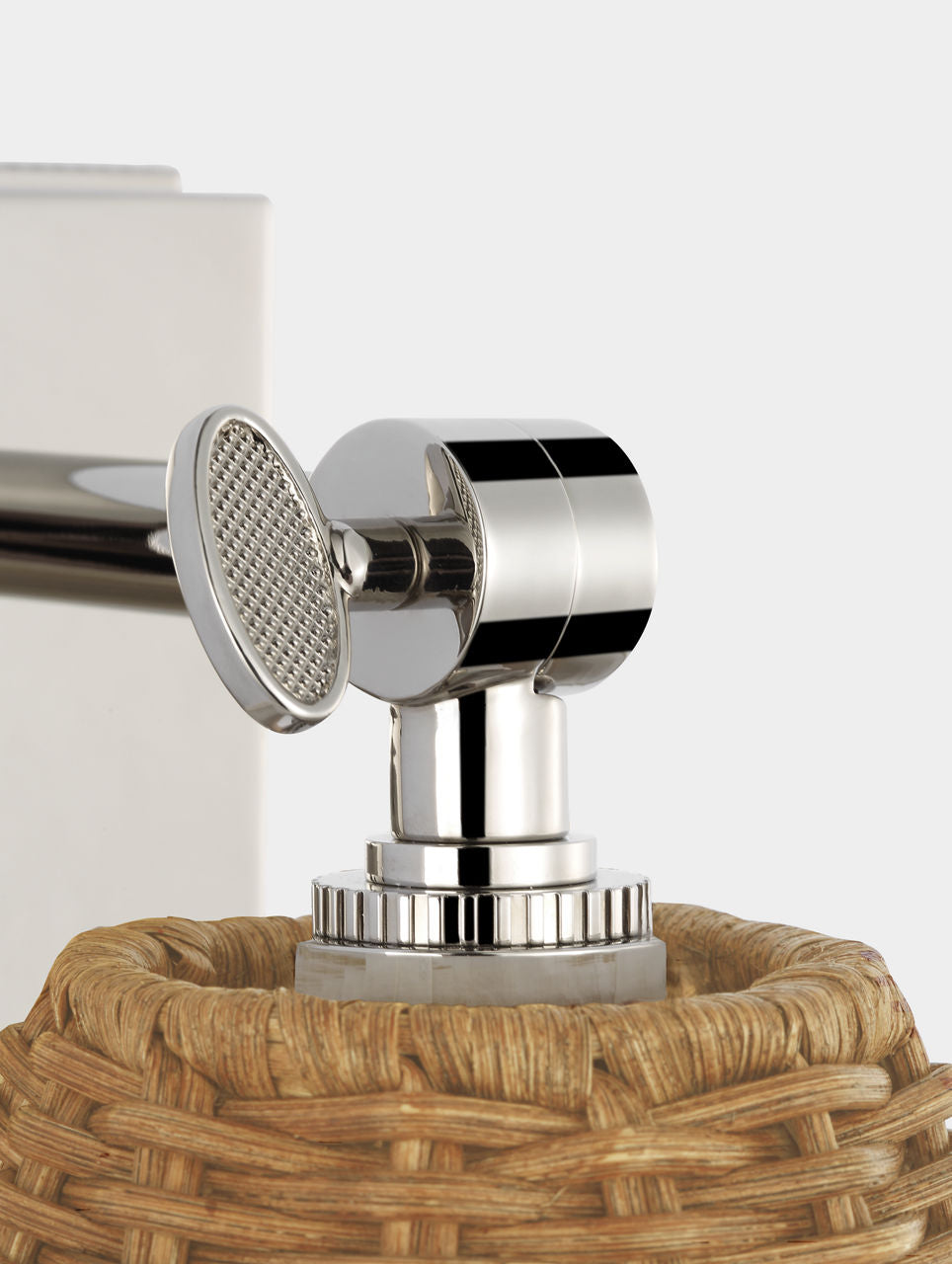 Wimberley Bedside Wall Light | Polished Nickel | Natural Wicker Shade