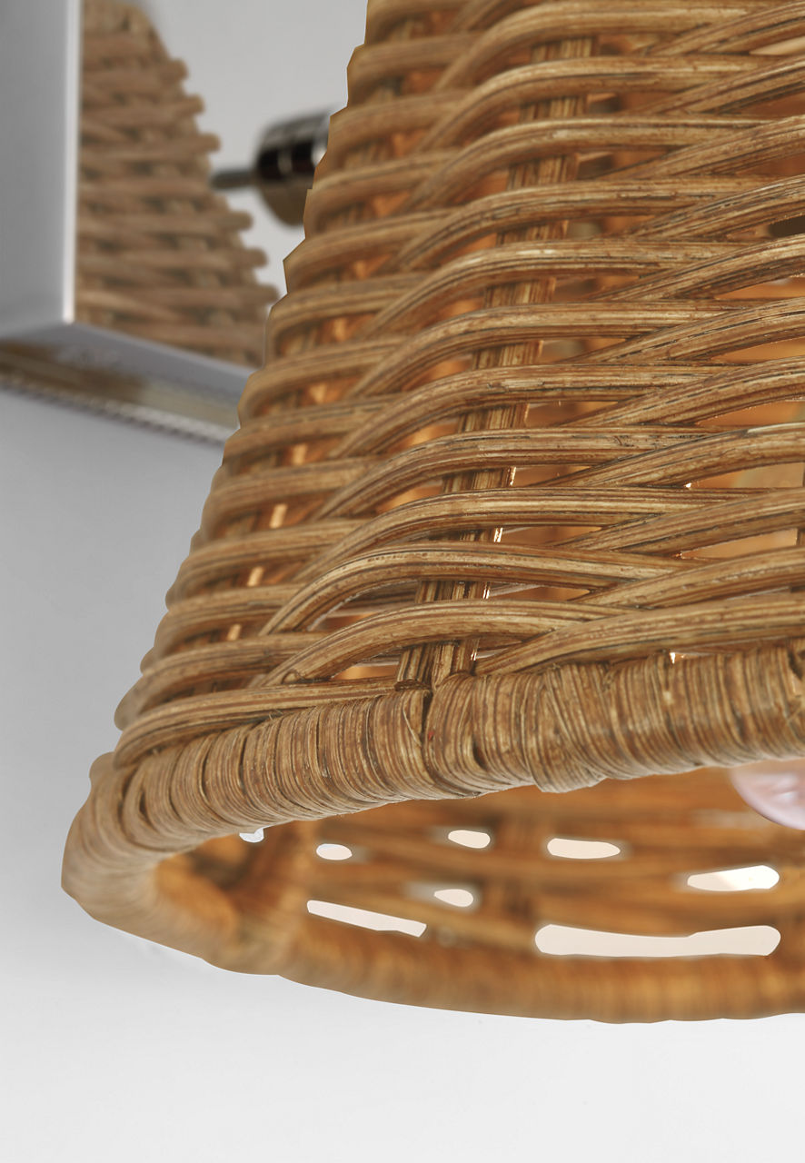 Wimberley Bedside Wall Light | Polished Nickel | Natural Wicker Shade