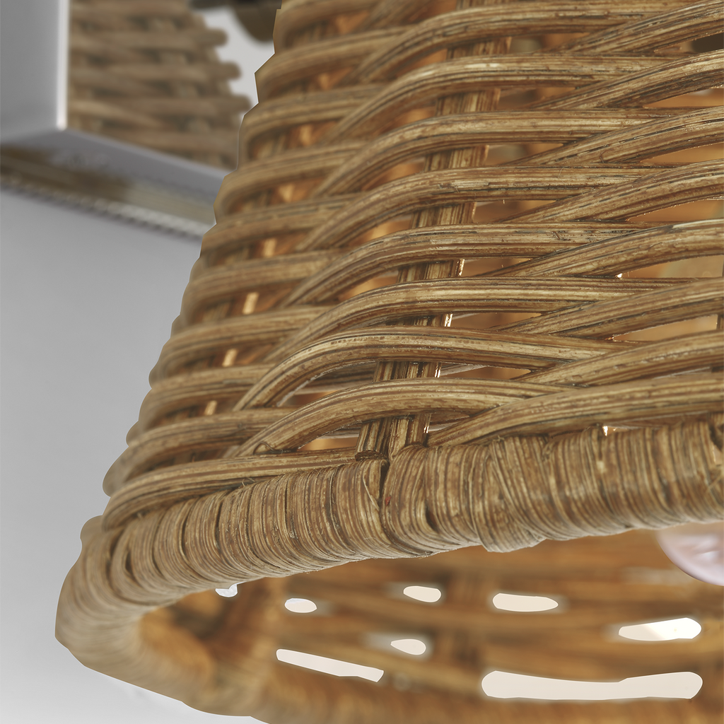 Wimberley Bedside Wall Light | Polished Nickel | Natural Wicker Shade