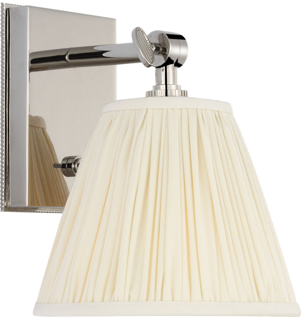 Wimberley Bedside Wall Light | Polished Nickel | Silk Pleated Shade