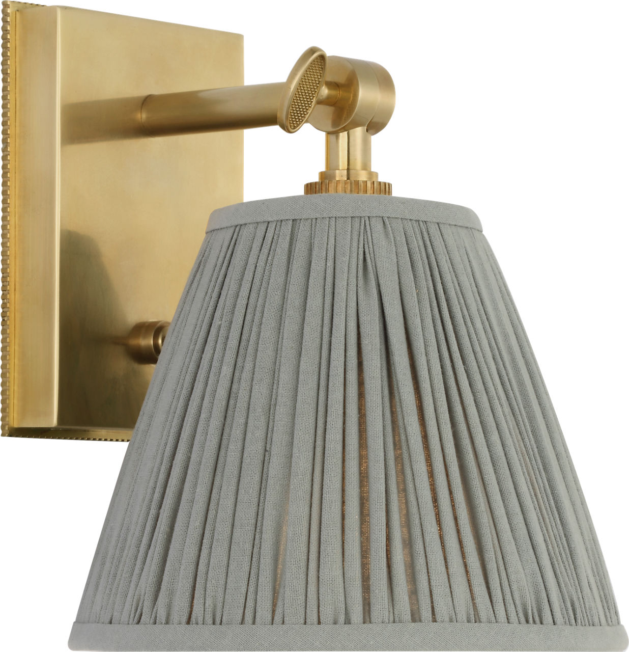 Wimberley Bedside Wall Light | Soft Brass | Blue Linen Pleated Shade