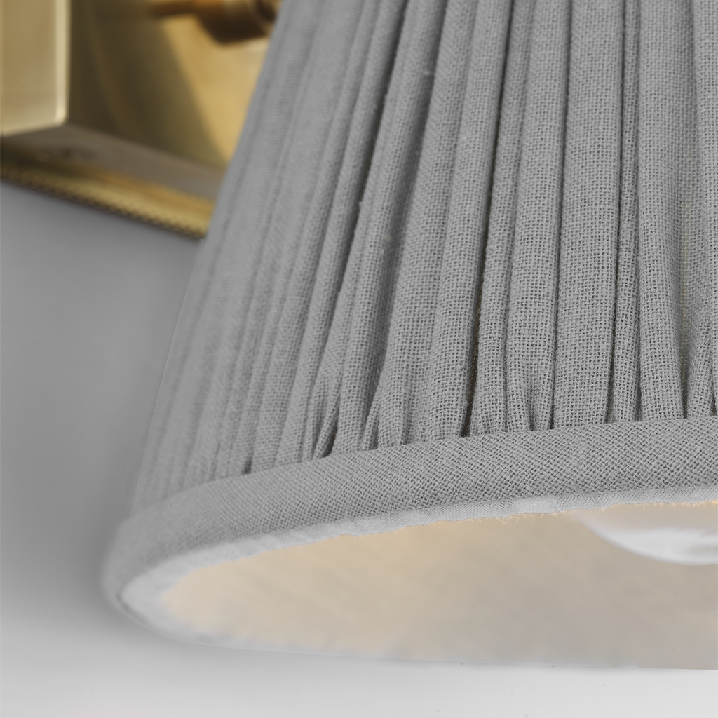 Wimberley Bedside Wall Light | Soft Brass | Blue Linen Pleated Shade
