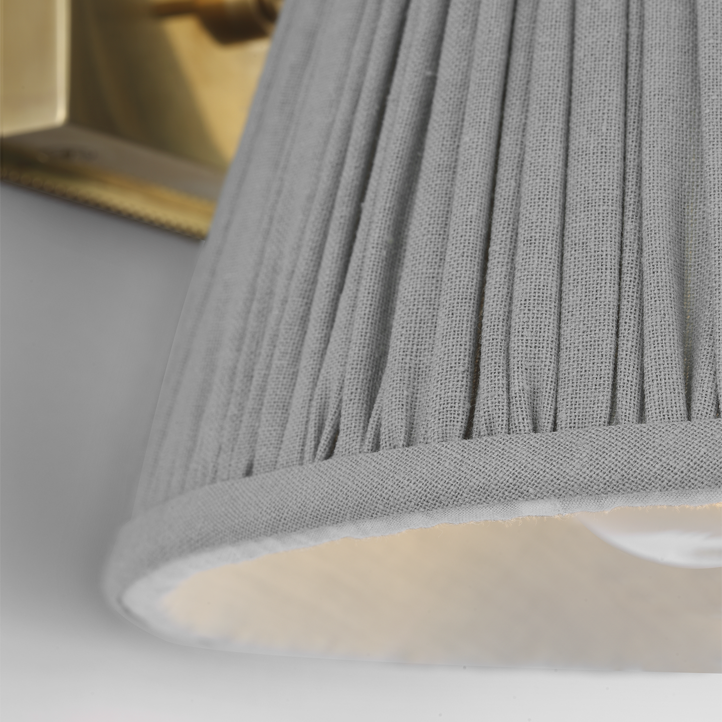 Wimberley Bedside Wall Light | Soft Brass | Blue Linen Pleated Shade