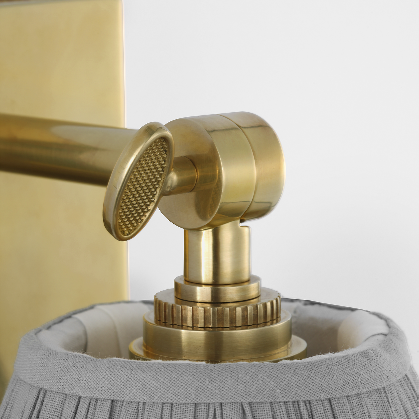 Wimberley Bedside Wall Light | Soft Brass | Blue Linen Pleated Shade