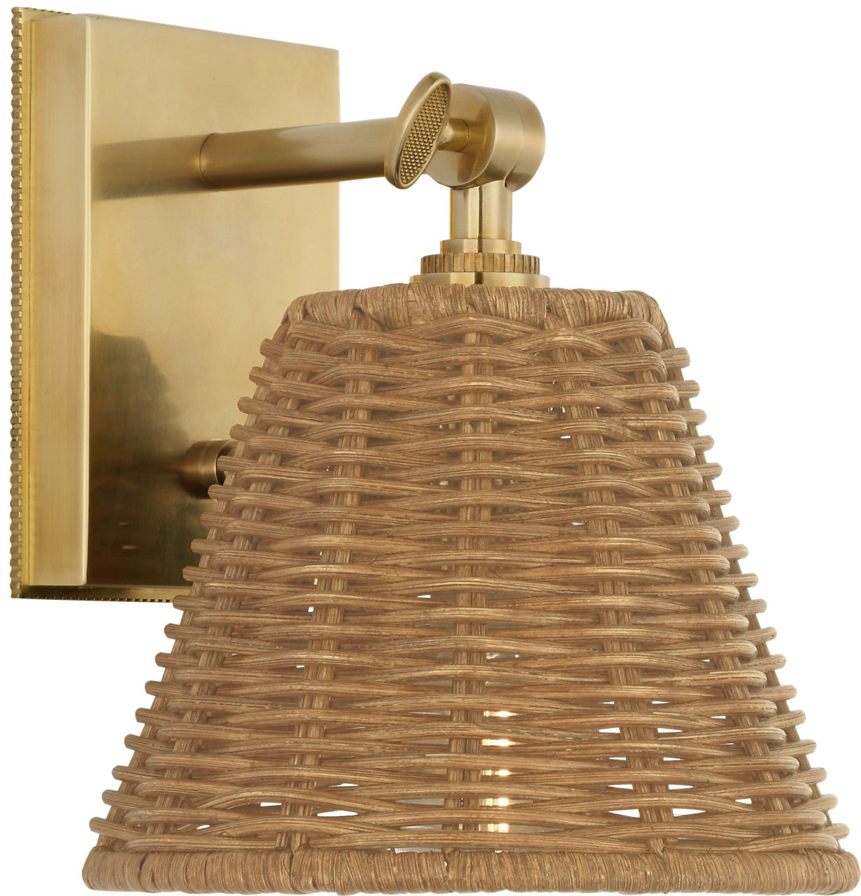 Wimberley Bedside Wall Light | Soft Brass | Natural Wicker Shade