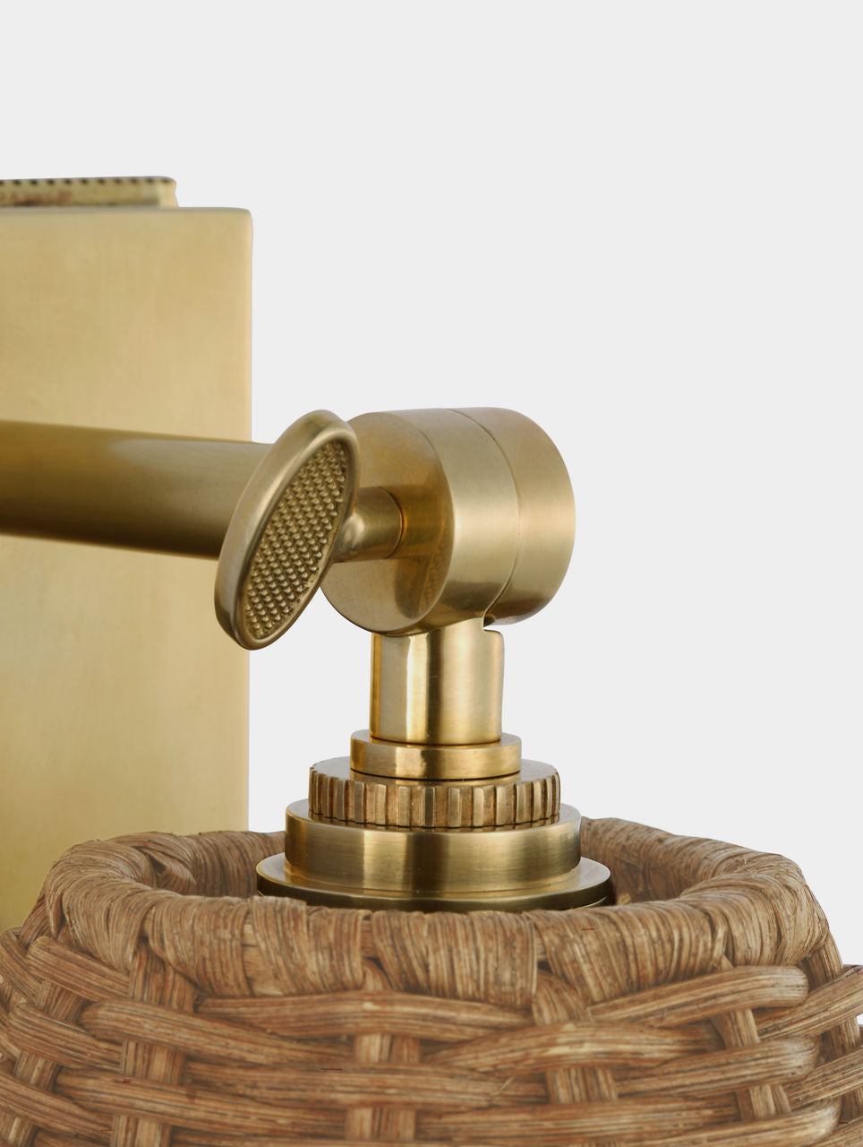 Wimberley Bedside Wall Light | Soft Brass | Natural Wicker Shade