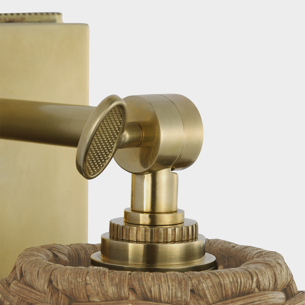 Wimberley Bedside Wall Light | Soft Brass | Natural Wicker Shade
