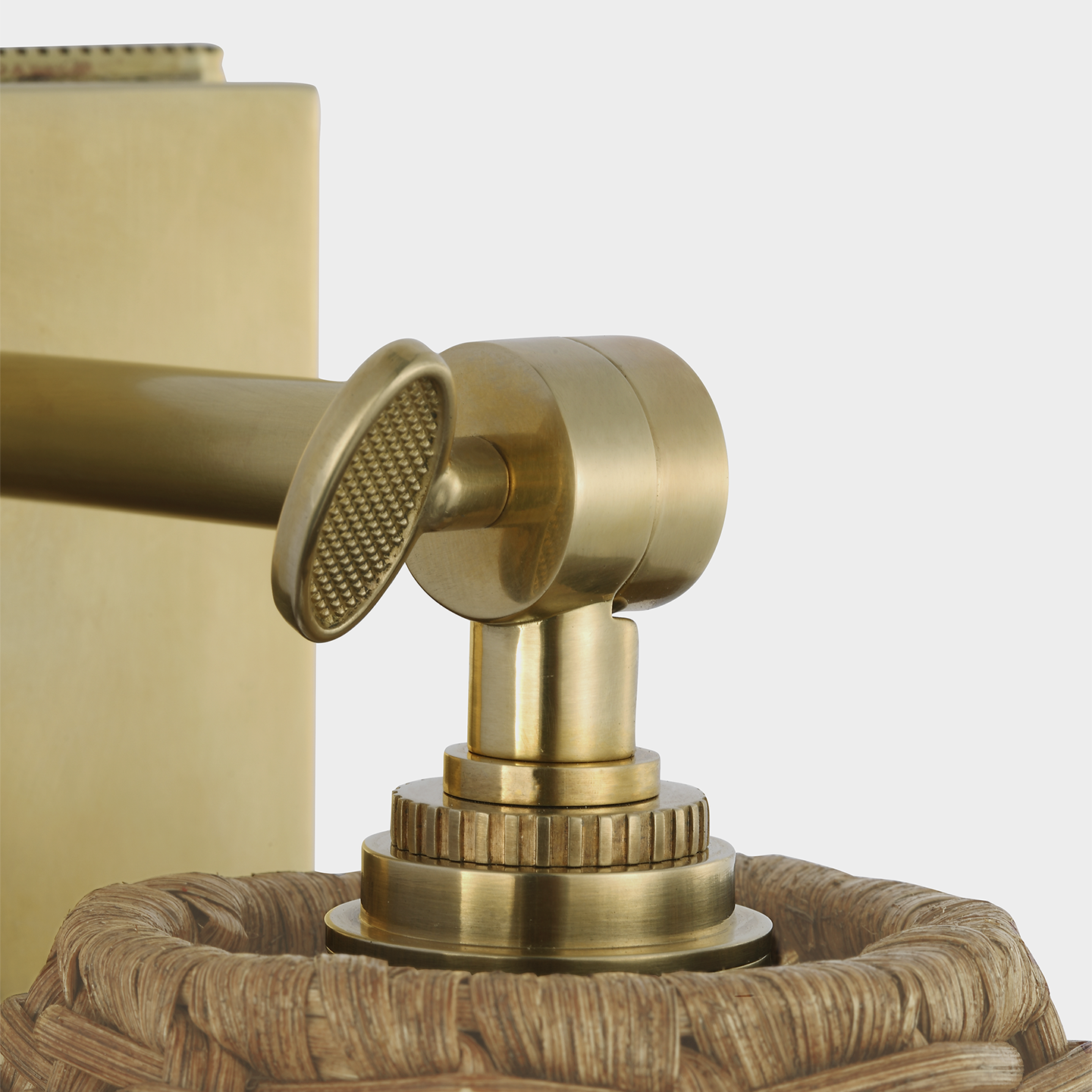 Wimberley Bedside Wall Light | Soft Brass | Natural Wicker Shade