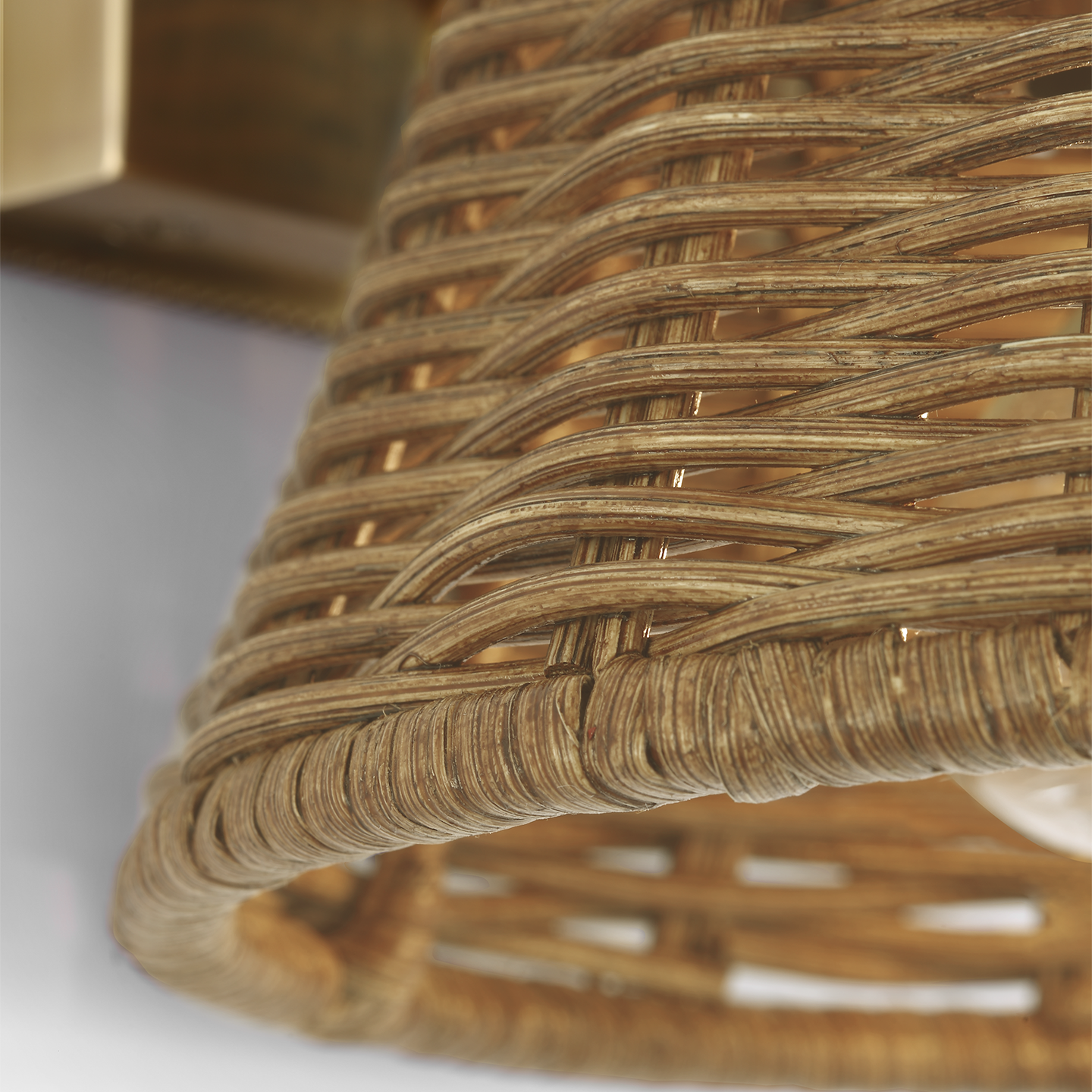 Wimberley Bedside Wall Light | Soft Brass | Natural Wicker Shade