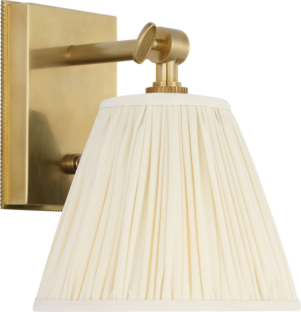 Wimberley Bedside Wall Light | Soft Brass | Silk Pleated Shade