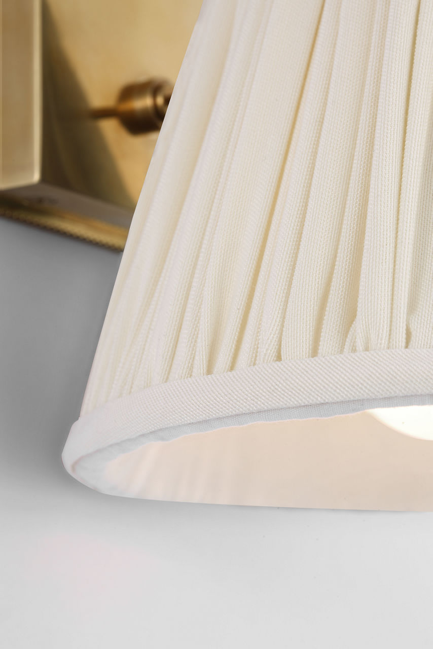 Wimberley Bedside Wall Light | Soft Brass | Silk Pleated Shade