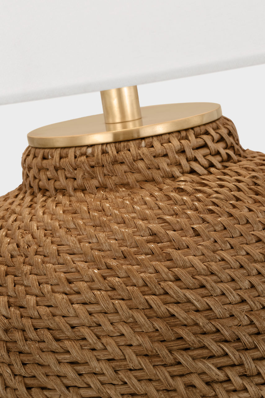 Avedon Small Table Lamp | Natural Rattan | Linen Shade