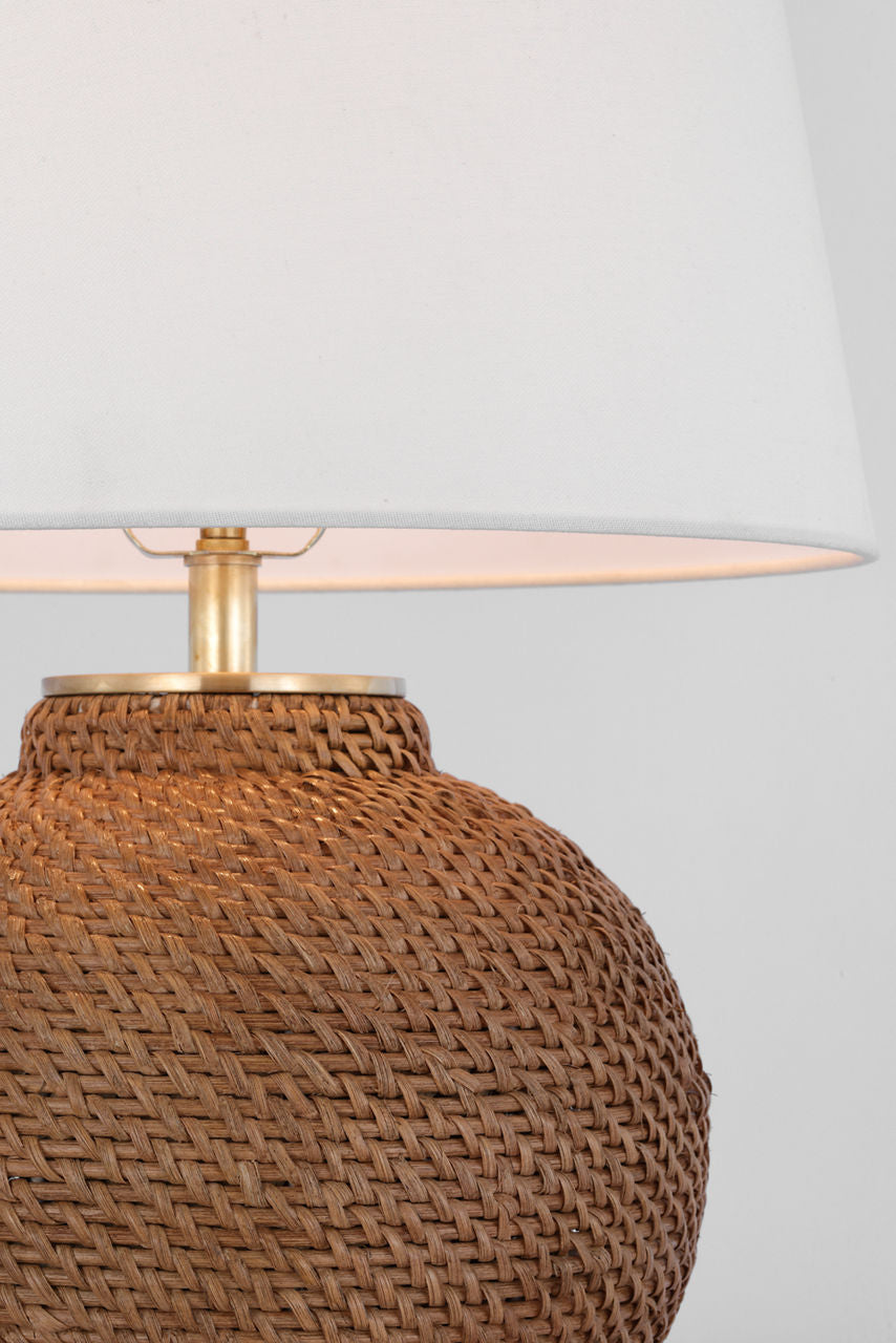 Avedon Small Table Lamp | Natural Rattan | Linen Shade