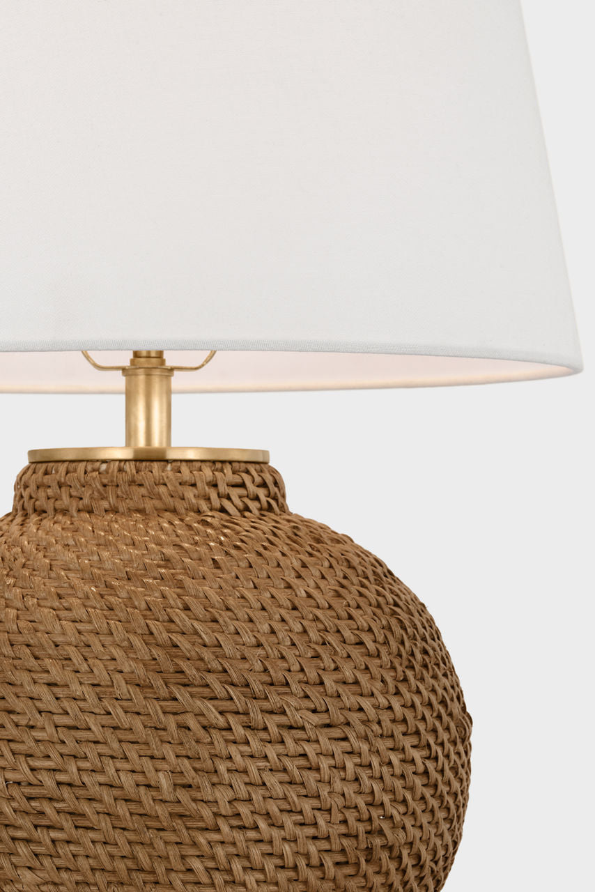 Avedon Small Table Lamp | Natural Rattan | Linen Shade