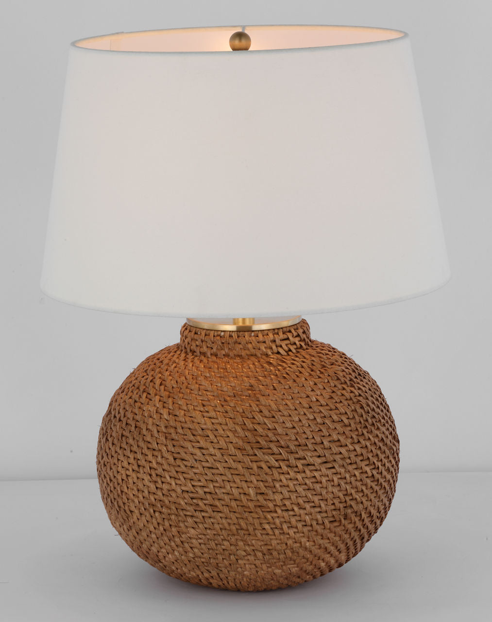 Avedon Small Table Lamp | Natural Rattan | Linen Shade