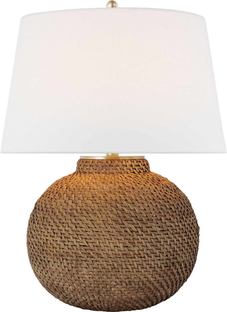 Avedon Medium Table Lamp | Natural Rattan | Linen Shade