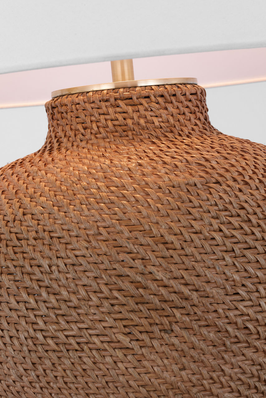 Avedon Medium Table Lamp | Natural Rattan | Linen Shade