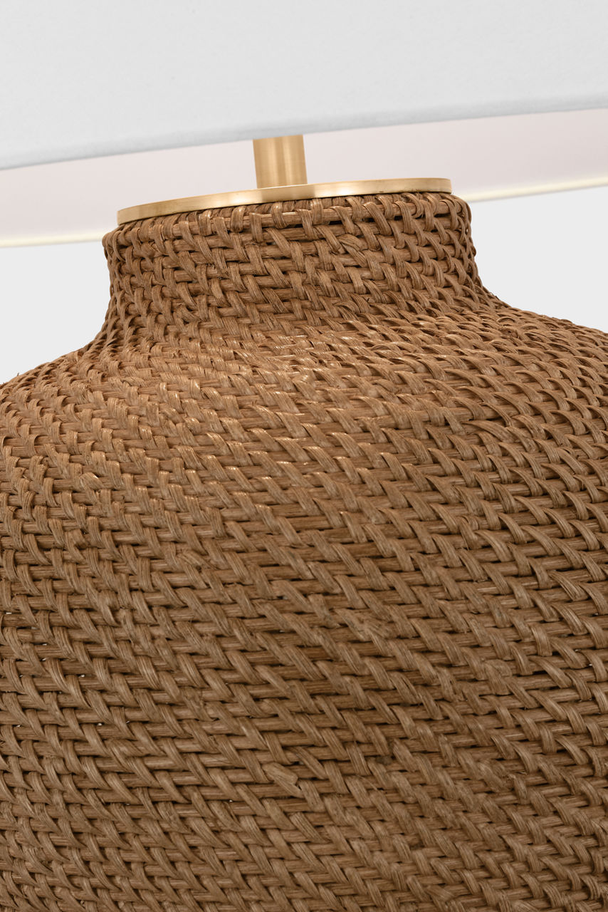 Avedon Medium Table Lamp | Natural Rattan | Linen Shade
