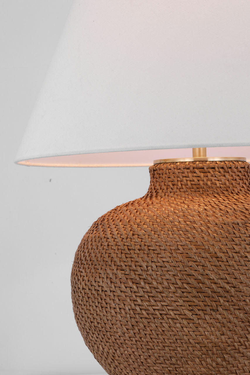 Avedon Medium Table Lamp | Natural Rattan | Linen Shade
