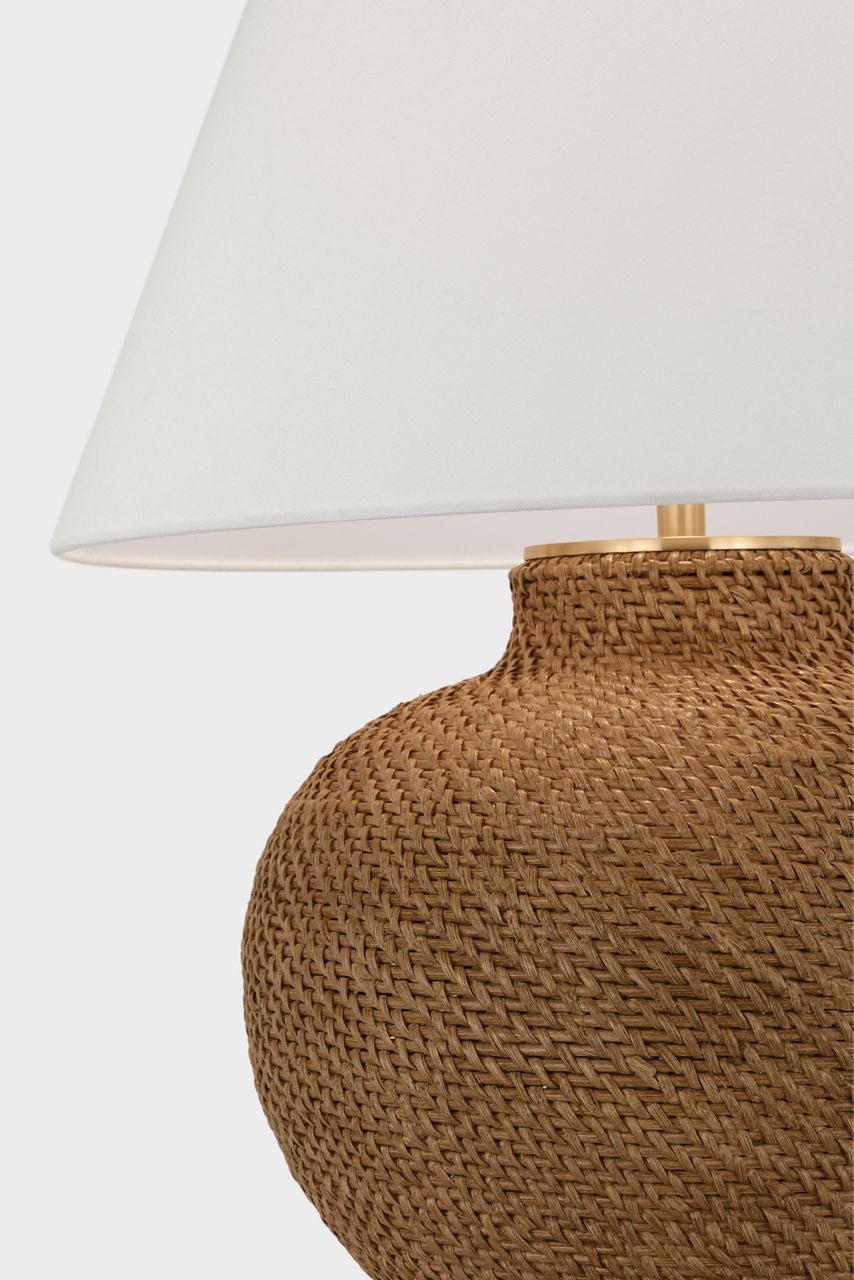 Avedon Medium Table Lamp | Natural Rattan | Linen Shade