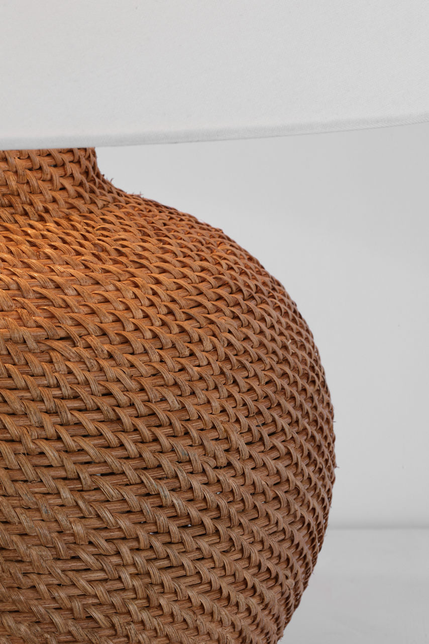 Avedon Medium Table Lamp | Natural Rattan | Linen Shade