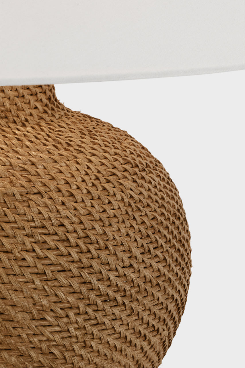 Avedon Medium Table Lamp | Natural Rattan | Linen Shade