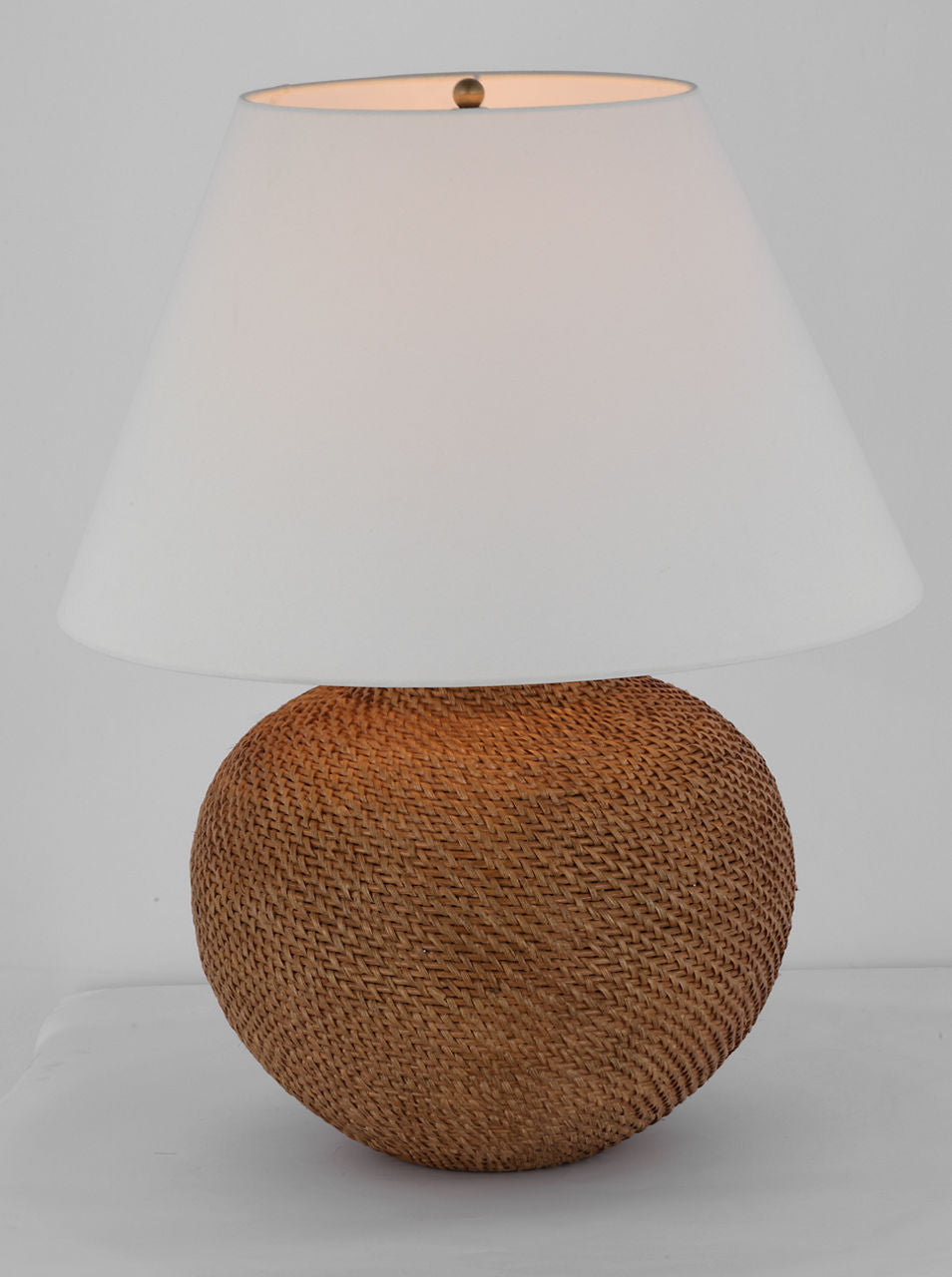 Avedon Medium Table Lamp | Natural Rattan | Linen Shade