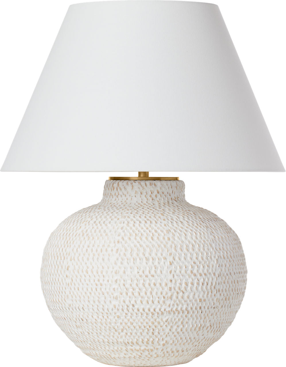 Avedon Medium Table Lamp | Plaster White Rattan | Linen Shade