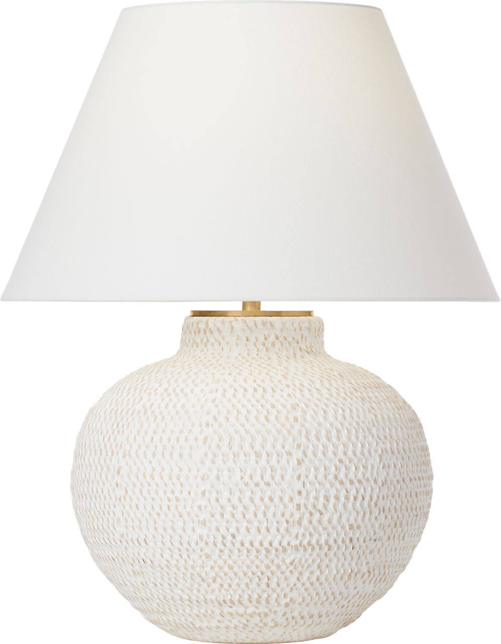 Avedon Medium Table Lamp | Plaster White Rattan | Linen Shade