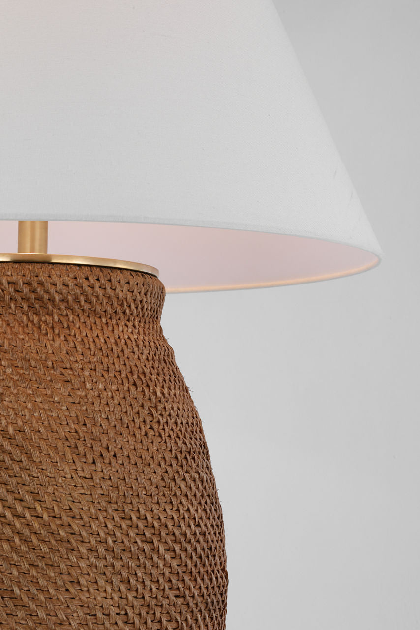 Avedon Large Table Lamp | Natural Rattan | Linen Shade