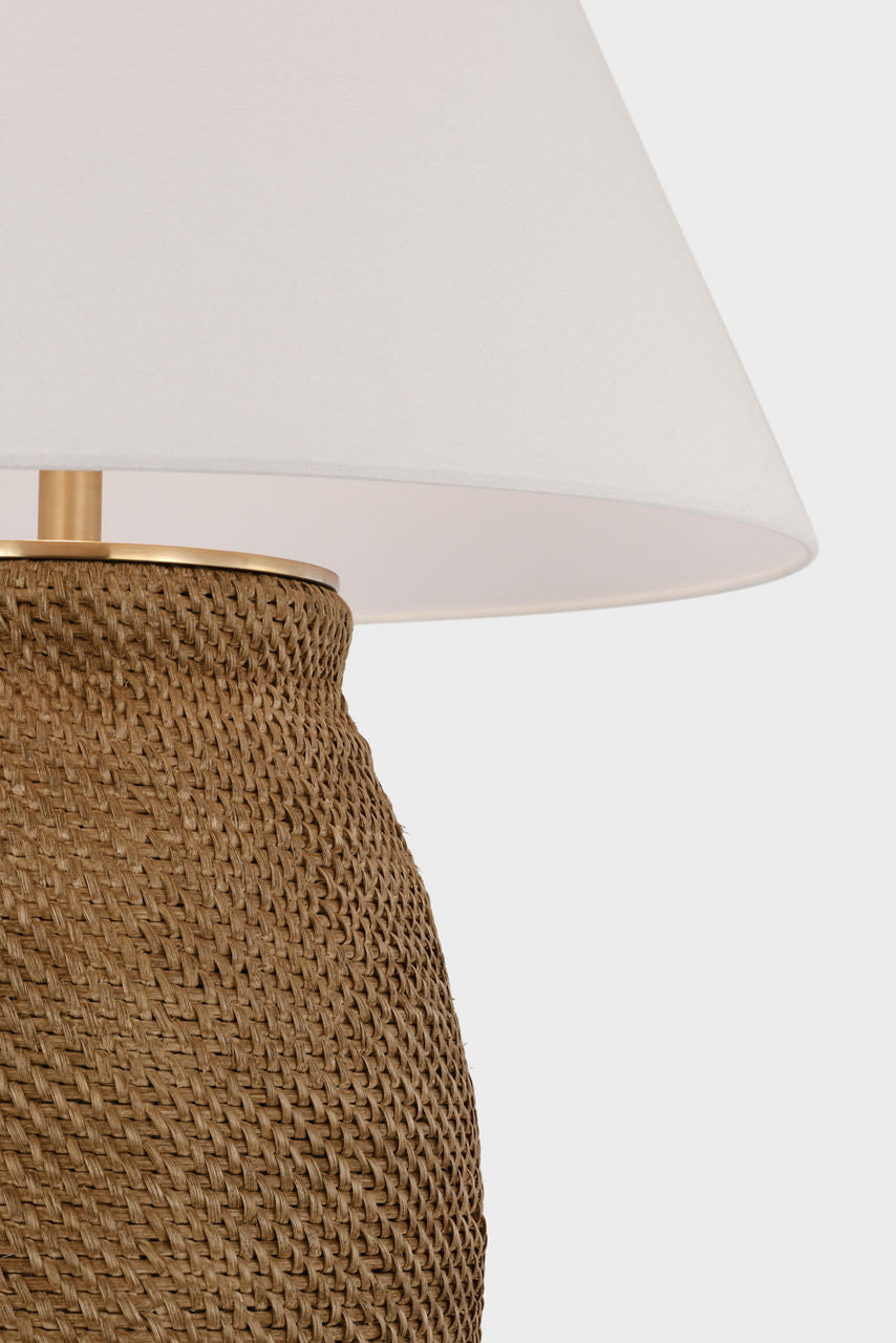 Avedon Large Table Lamp | Natural Rattan | Linen Shade
